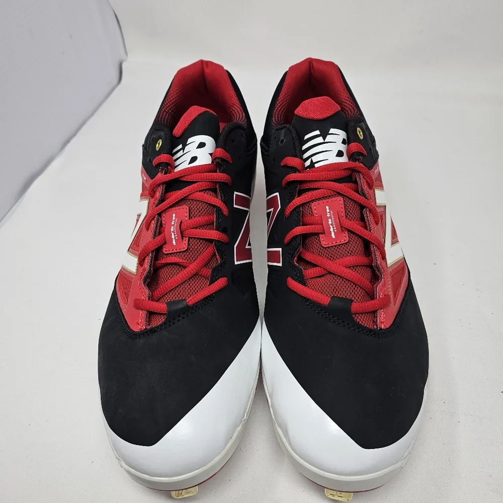 New Balance L4040BR3 Black Red White Men's Baseball Metal Cleat Size 16 No Box.‎
